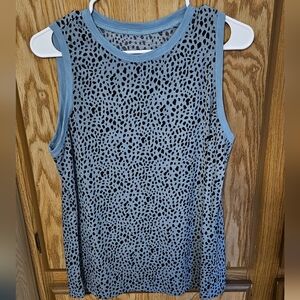 SHEIN Blue and Black Spotted Tank Top